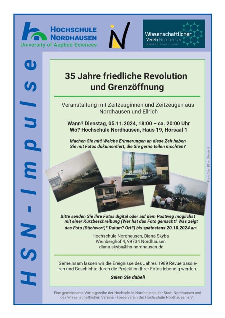 Poster for the Impulse event "35 years of peaceful revolution and the opening of the border"