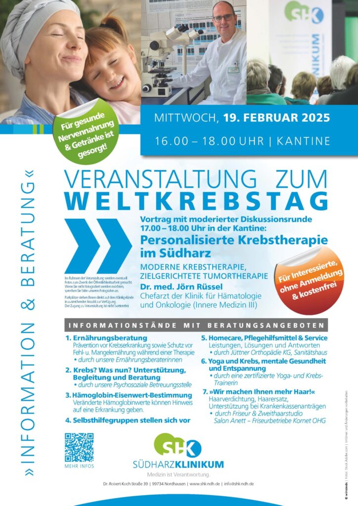 Plakat zur Veranstaltung zum Weltkrebstag - Details und Infos im Text