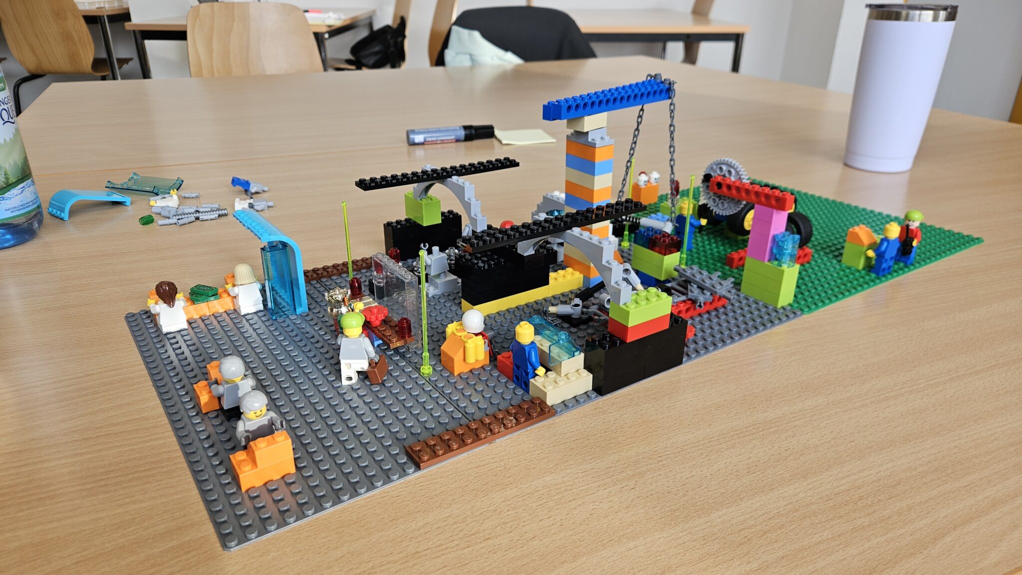 Colourful LEGO buildings on the table