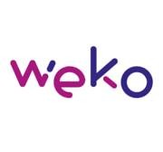Logo mit dem Schriftzug „weko“ in einer modernen Schrift, wobei die Buchstaben in Magenta und Violett gestaltet sind.